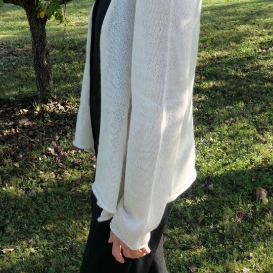 Natural white alpaca wrap jacket